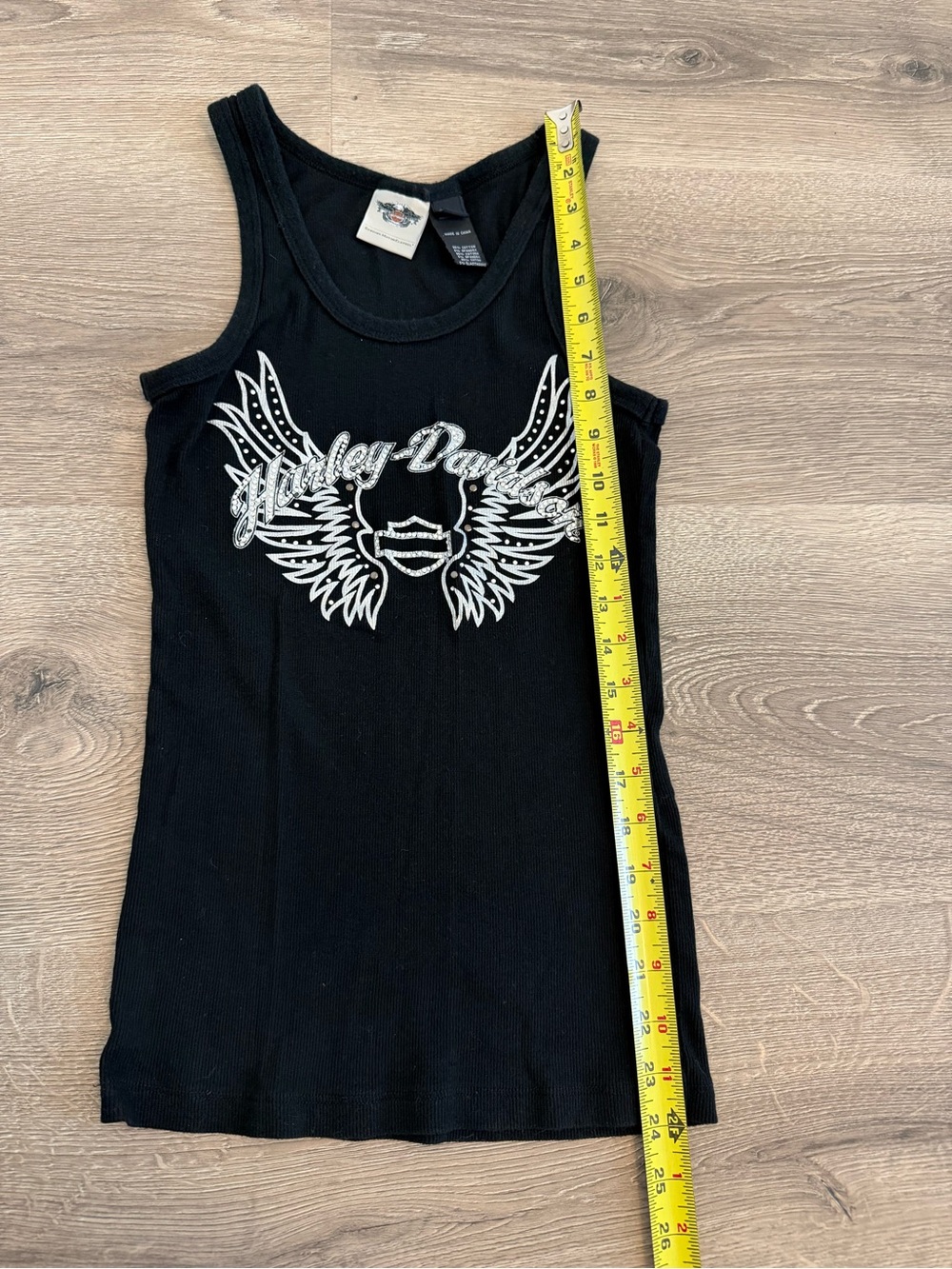 Harley-Davidson Black Ribbed Rhinestone Tank Top S - Picture 8 of 10